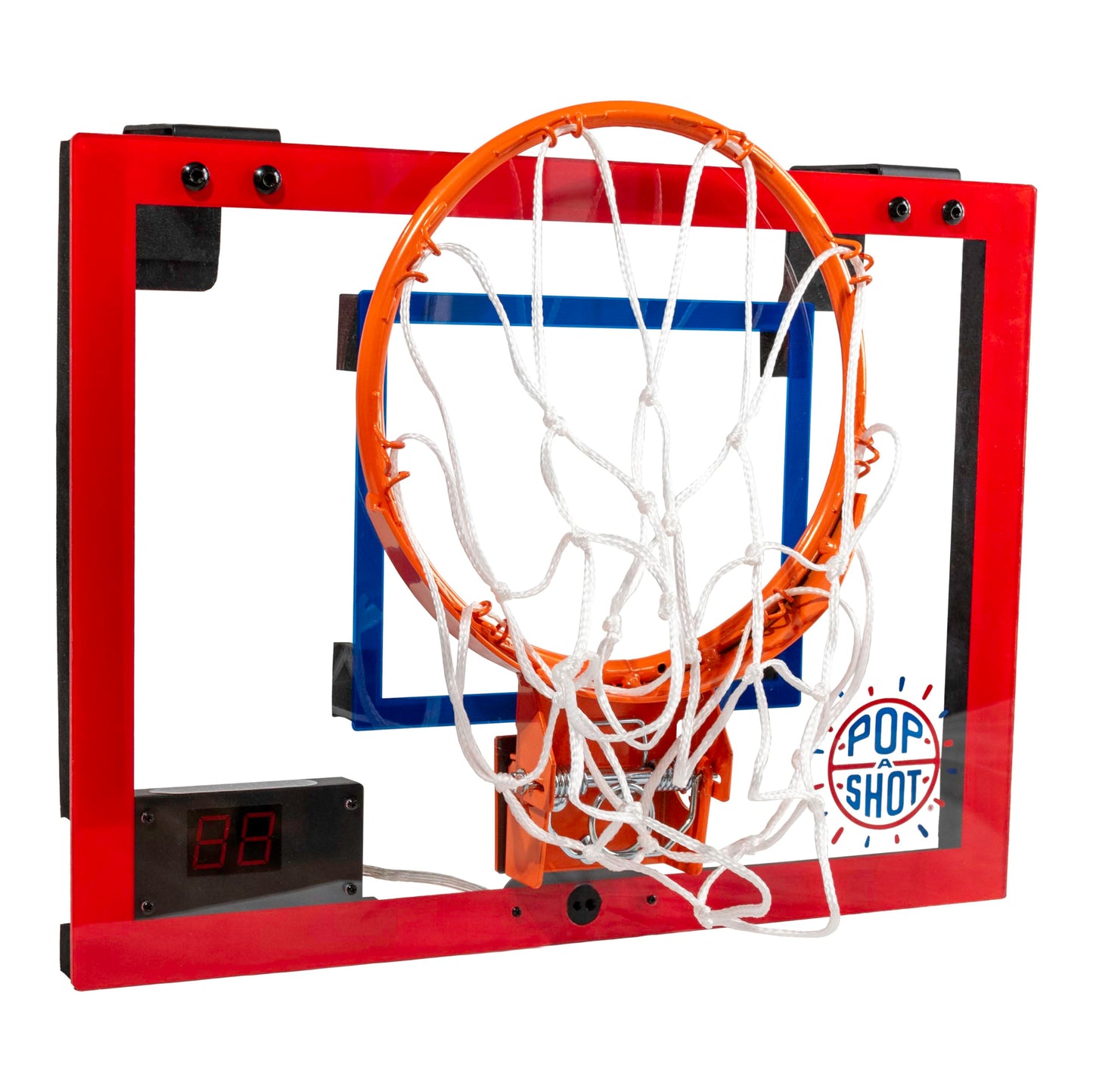 Pop-A-Shot Super Slam Over The Door Mini Basketball Hoop for Adults | 2 Included Basketballs and Pump | Built for Dunks | Breakaway Rim | Shatter Resistant Backboard | 17x12.5 Inches