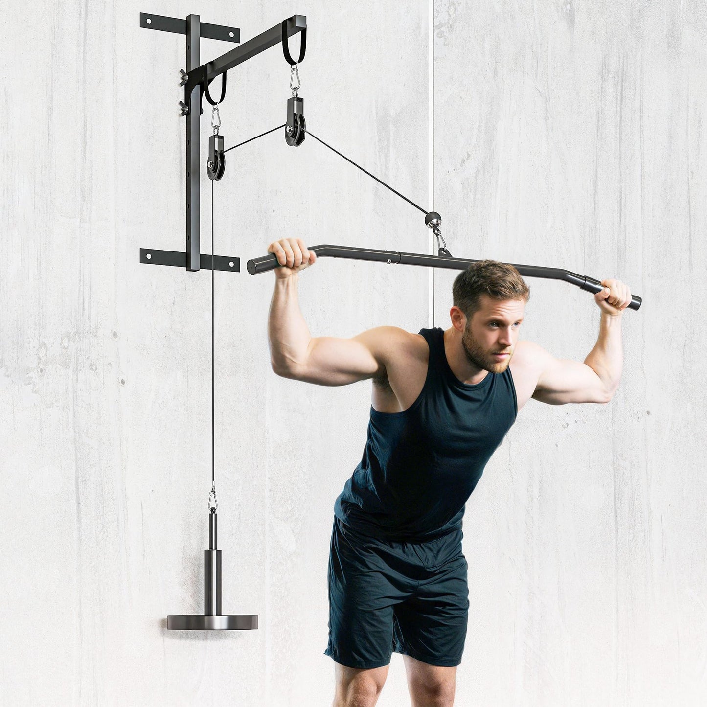 Soozier Weight Cable Pulley System Gym, Pulley System for Home Gym, Cable Machine Power Rack Pulley Attachment for LAT Pull Down, Biceps Curl, Tricep Workout, Red