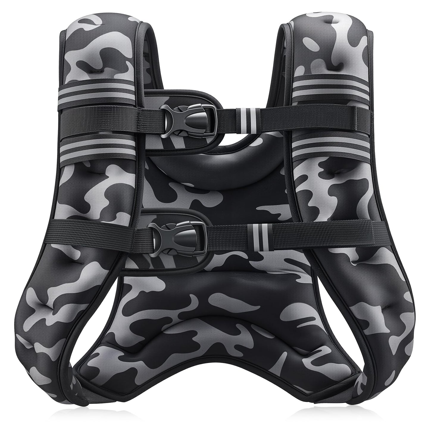 ZELUS Weighted Vest, 6lb/8lb/12lb/16lb/20lb/25lb/30lb Weight Vest for Men Women with Storage Pocket Reflective Strips for Workout Strength Training Running Muscle Building, Black Camo (25 lb)