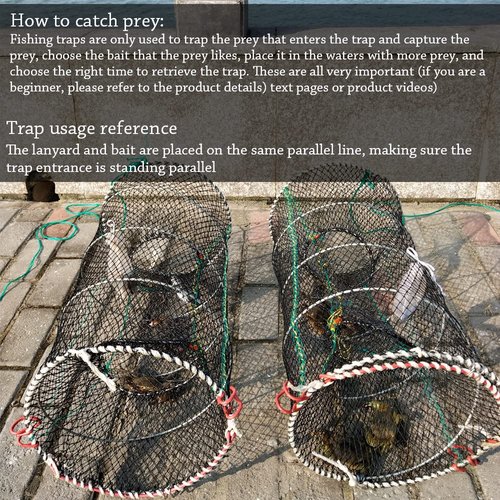 Drasry Crab Trap Bait Lobster Crawfish Shrimp Portable Folded Cast Net Magic Collapsible Fishing Traps Nets Accessories for Blue Crabs 1PCS 23.6 x 11.8in Black (0.39 in Mesh)