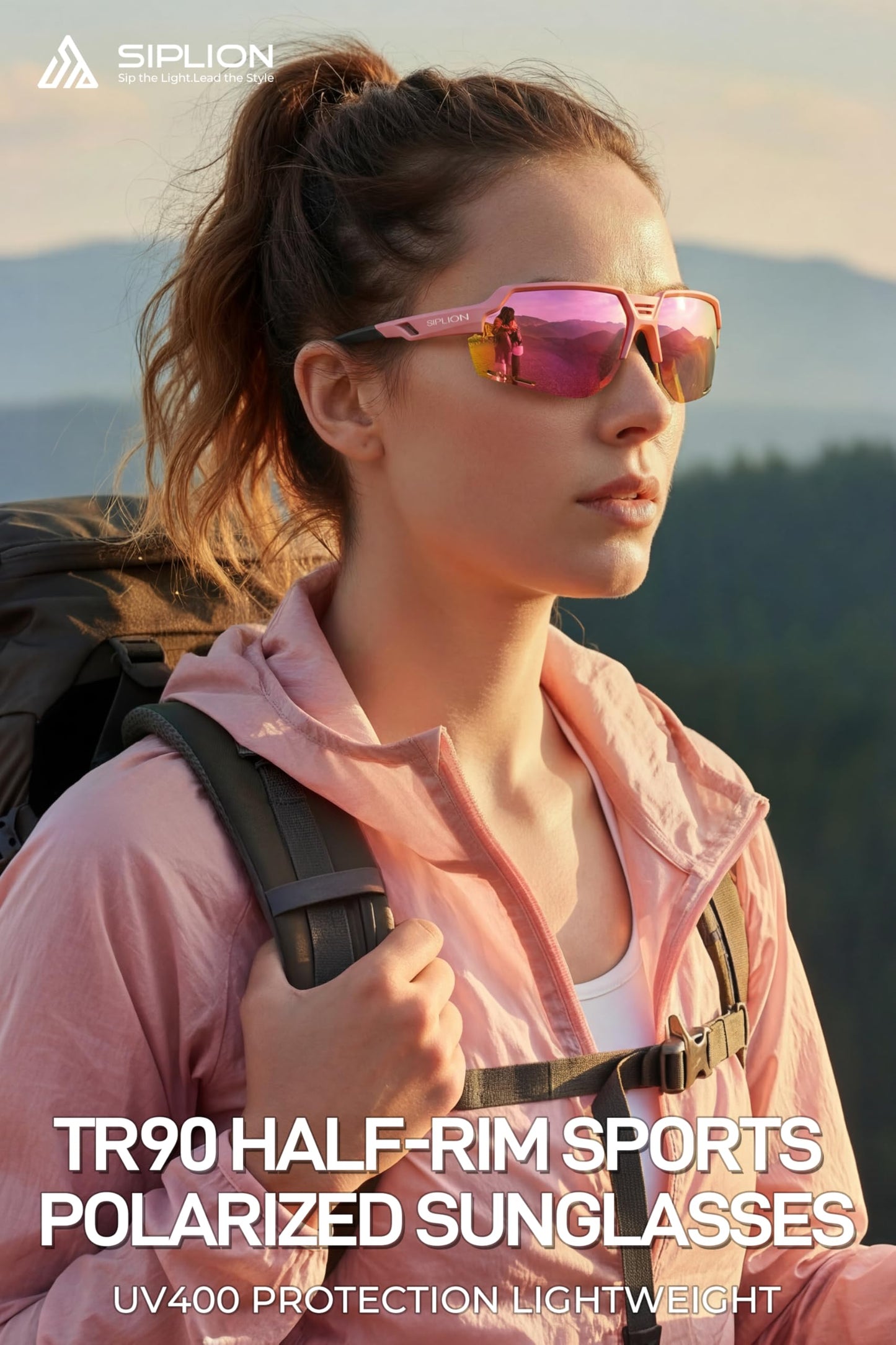 SIPLION Polarized Sunglasses Women Sports: UV400 Protection TR90 Frame Anti-Slip Wrap-Around for Driving Fishing Golf Running KD03-05 C9