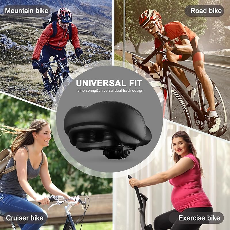 Roguoo Red Bicycle Seat Gel - Dual Shock Absorbing Waterproof Saddle for Mountain & Road Bikes
