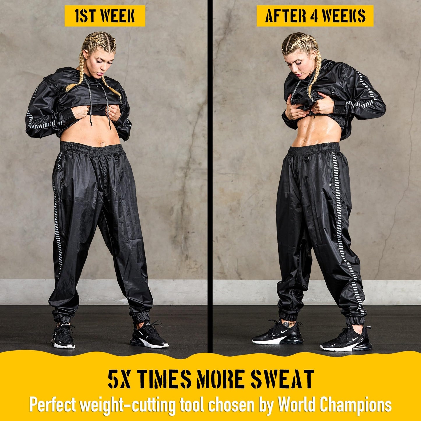 Elite Sports Sauna Suit for Weight Loss Men & Women Boxing MMA Wrestlers Gym Sweat Hoodie Sauna Suits Wrap Full Body Workout (Black, X-Large)