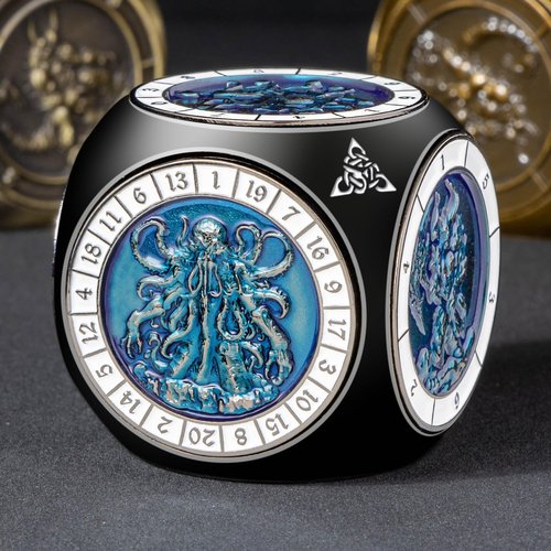 Roycevon 7 in 1 Spinner DND Dice Set D&D, Metal D and D Dragon Dice with Gift Box, Role Playing Dice, Black Blue