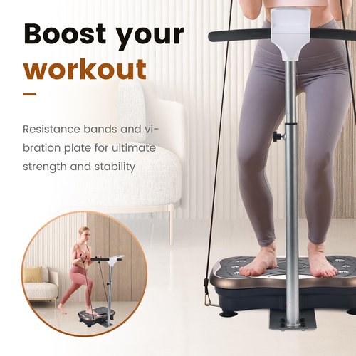 EILISON FIRMHOLD Handle Vibration Plate Exercise Machine for Lymphatic Drainage- Whole Body Workout Vibration Platform 350lbs for Beginners & Recovery, Body Shape Machine for Tonning (Handle Brown)