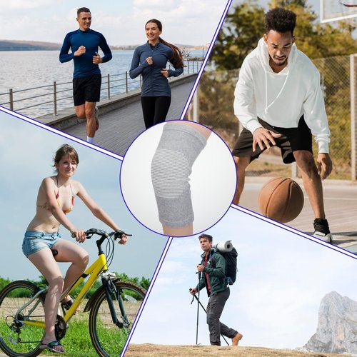 AOZUO Bamboo Knee Sleeve, Elastic Compression Knee Brace Breathable Knee Pads Leg Sleeves Thicken Thermal Knee Braces Relieve Knee Pain Knee Sleeves for Men Women Ski Cycling Dance Running