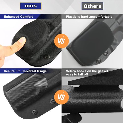 AurMirai Holster Wedge for IWB Carry | Ergonomic 0.8" Foam Pad for Kydex & IWB Holsters | Sweatproof Concealed Carry Kit with Secure Fit (Black)