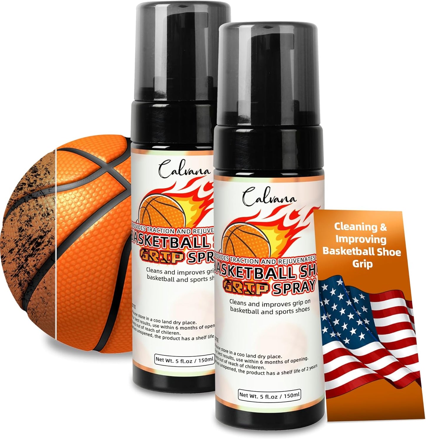 (2-Pack) 5 fl.oz Grip Spray, Traction Spray for Basketball, Volleyball, Sports Shoes Bottom, Restores and Cleans, Extends Shoe Life and Increases Performance