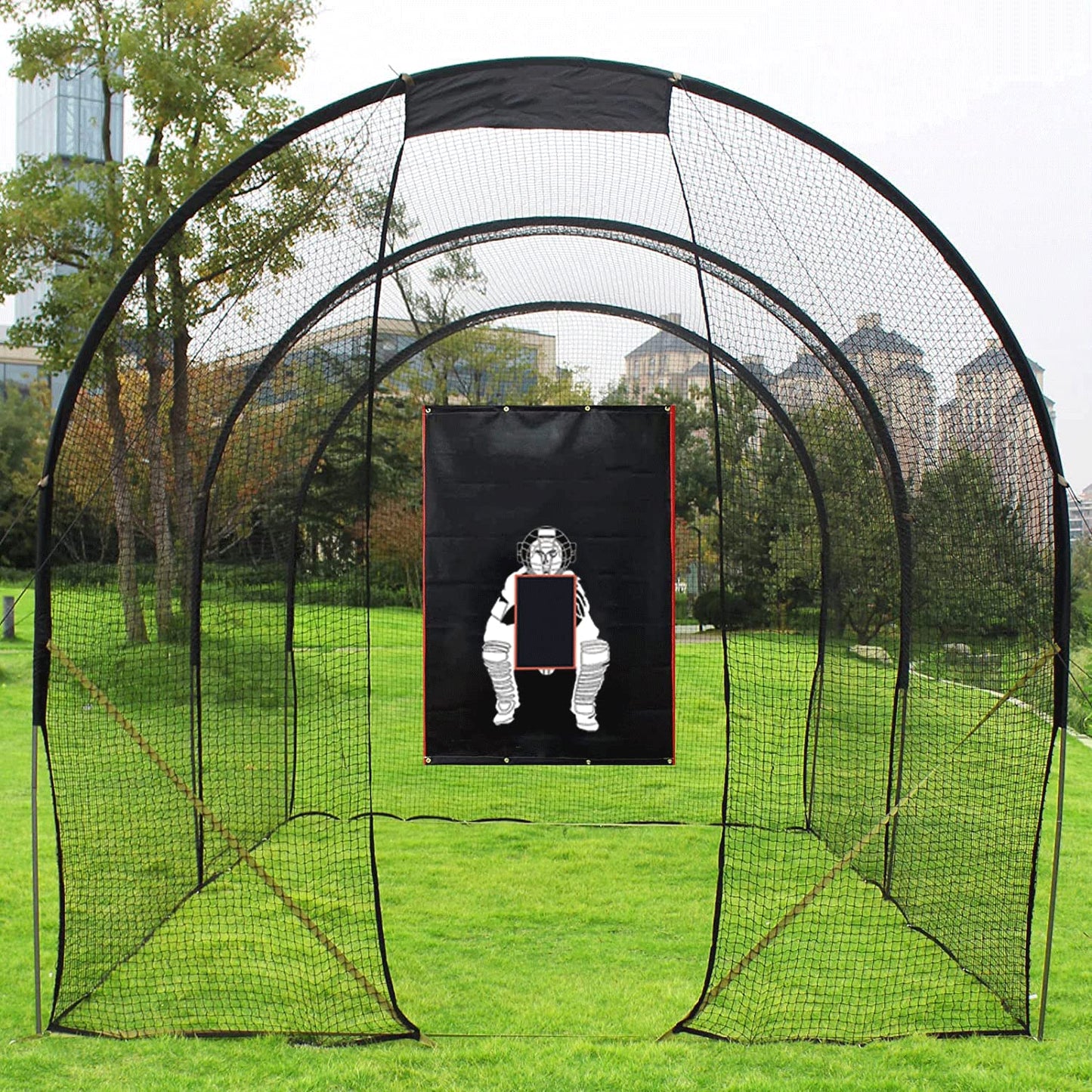 Supvision Batting Cage Backstop with Strike Zone Heavy Duty PVC Coated Oxford Fabric Vinyl Baseball Backstop with Catcher Softball Pitcher Training Equipment Aid (4 x 6 Ft-600D)