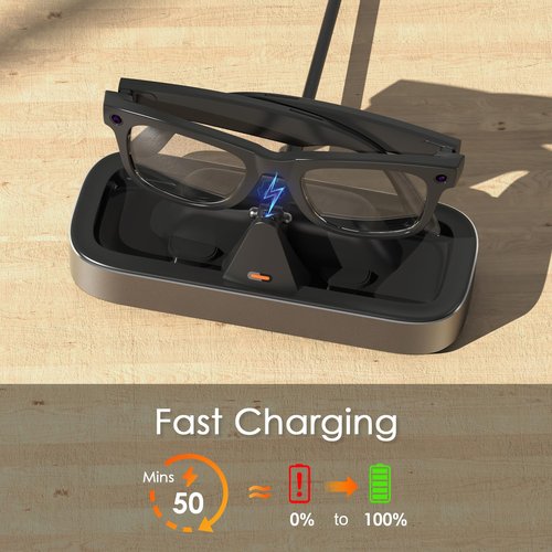 Charging Station for Meta Ray-Ban Glasses - Wayfarer, Skyler & Headliner Charger with LED Indicator, Space Gray