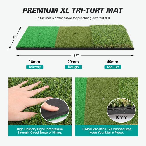 Golf Net, Golf Practice Net and Mat, 10x7FT Hitting Aids for Backyard Driving Chipping Swing Training with Noise Reduce Target Tri-Turf Mats Tees Real Balls for Indoor Outdoor, Gifts for Men Dad