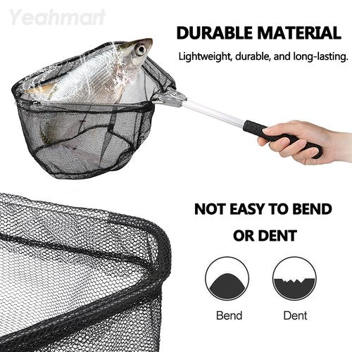 Yeahmart Fishing Net Minnow Nets with Aluminum Collapsible Telescopic Fishing Pole Handle and Nylon Mesh, Small Fishing Landing Net for Saltwater Freshwater, Extends to 21 inch (Fixed Handle)