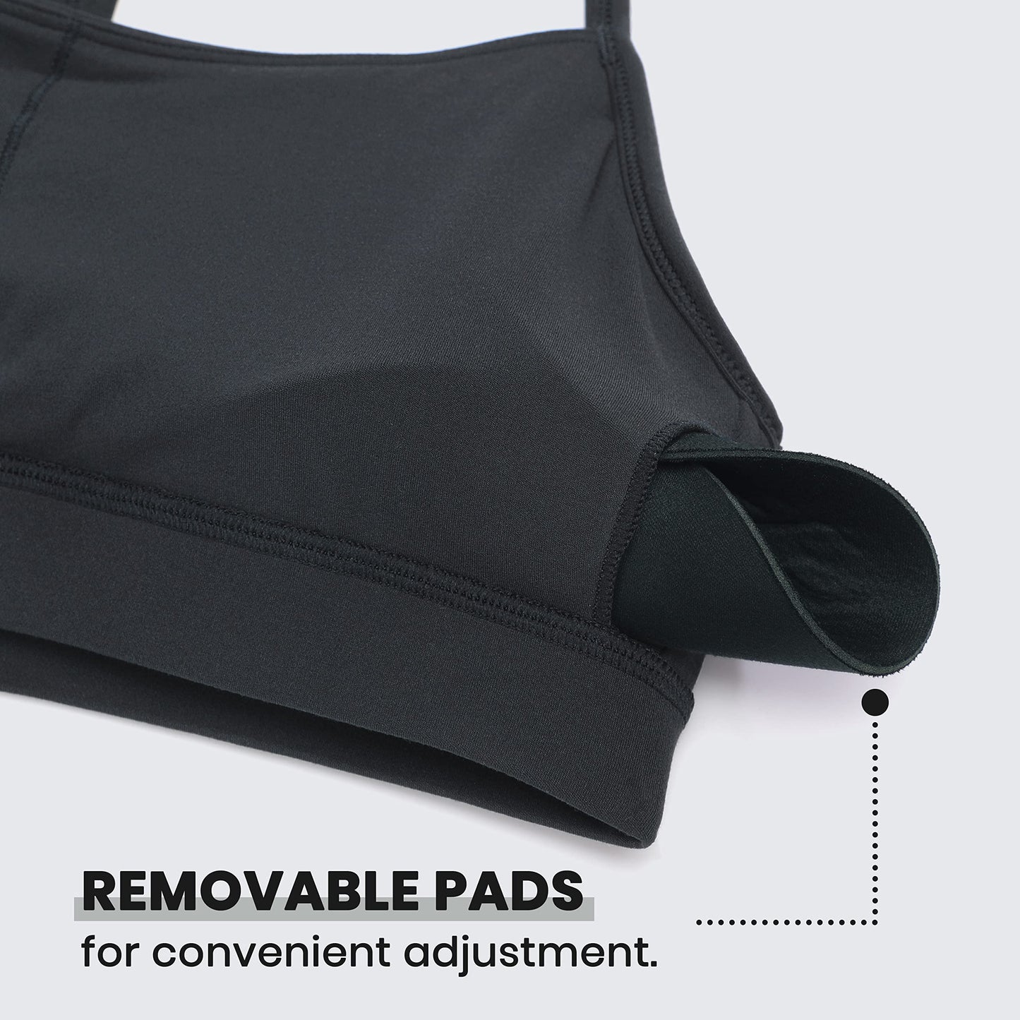 CRZ YOGA Butterluxe Y Back Sports Bras for Women - Padded Racerback Low Impact Spaghetti Thin Strap Workout Yoga Top Melanite Medium