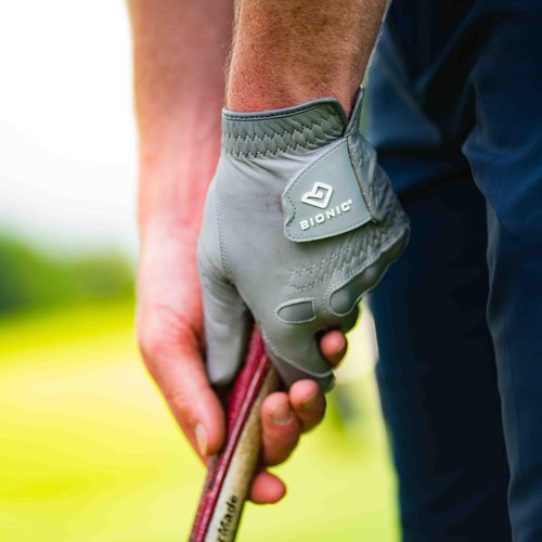 Men's StableGrip with NaturalFit 2.0 Golf Glove with Dual Expansion Thumb for Best Fit - Premium Cabretta Leather… (Gray, Large, Left)