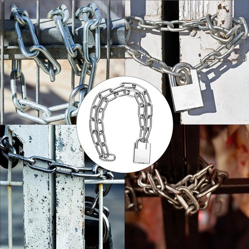 QBXMY7 40 inch/1 Meter Stainless Steel Security Chain Lock with Anti-Cut Padlock & 2 Keys - Heavy Duty Anti-Theft Protection for Bicycle, Motorcycle, Scooter, Door, Fence, Garage