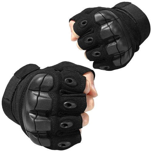 WTACTFUL Tactical Gloves Fingerless Half Finger Gloves for Driving Paintball Airsoft Riding Motorcycle Motorbike Hunting Cycling Work Men Women Size Medium Black