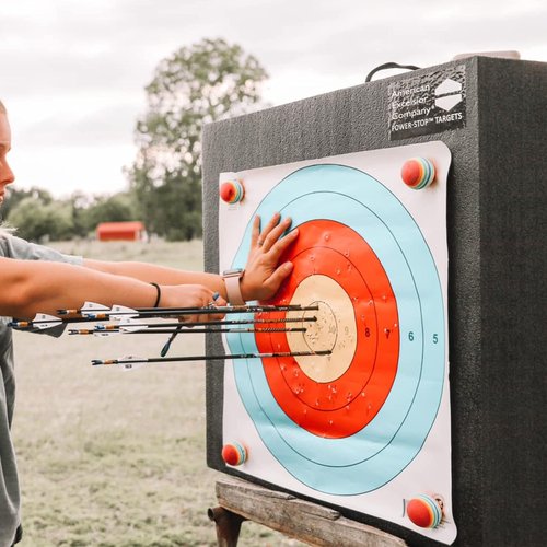 Power-Stop Archery Target - 24" High-Density Big Block Foam Target for Broadheads and Field Tips