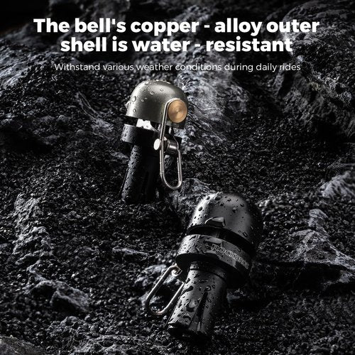 ROCKBROS Bike Bell Copper Alloy Bicycle Bell Road Bike Bells for Adults with 100dB Lound Sound and Fit for 0.87in/22.2 mm Bicycle End Plug