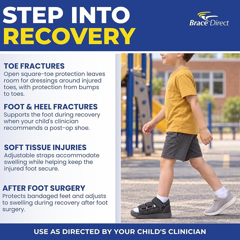 Pediatric Post Op Shoe for Kids - Recovery Shoe with 3-strap Adjustable Fit (S)