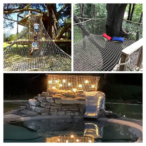 HSXMY Climbing Cargo Net for Adults and Kids Outdoor Heavy Duty Climbing Net Rope Ladder Playground Safety Net for Treehouse Accessories Stair Balcony Railing Protection Net,6.6x29.5ft