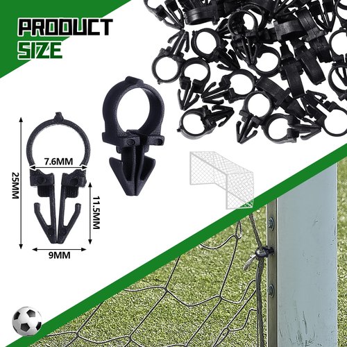 Chunful 100 Pcs Soccer Goal Net Fasteners Soccer Net Clips Replacement Lock Clips Accessories for Goal Series with Pre Drilled Holes in Aluminium Tubing and Posts