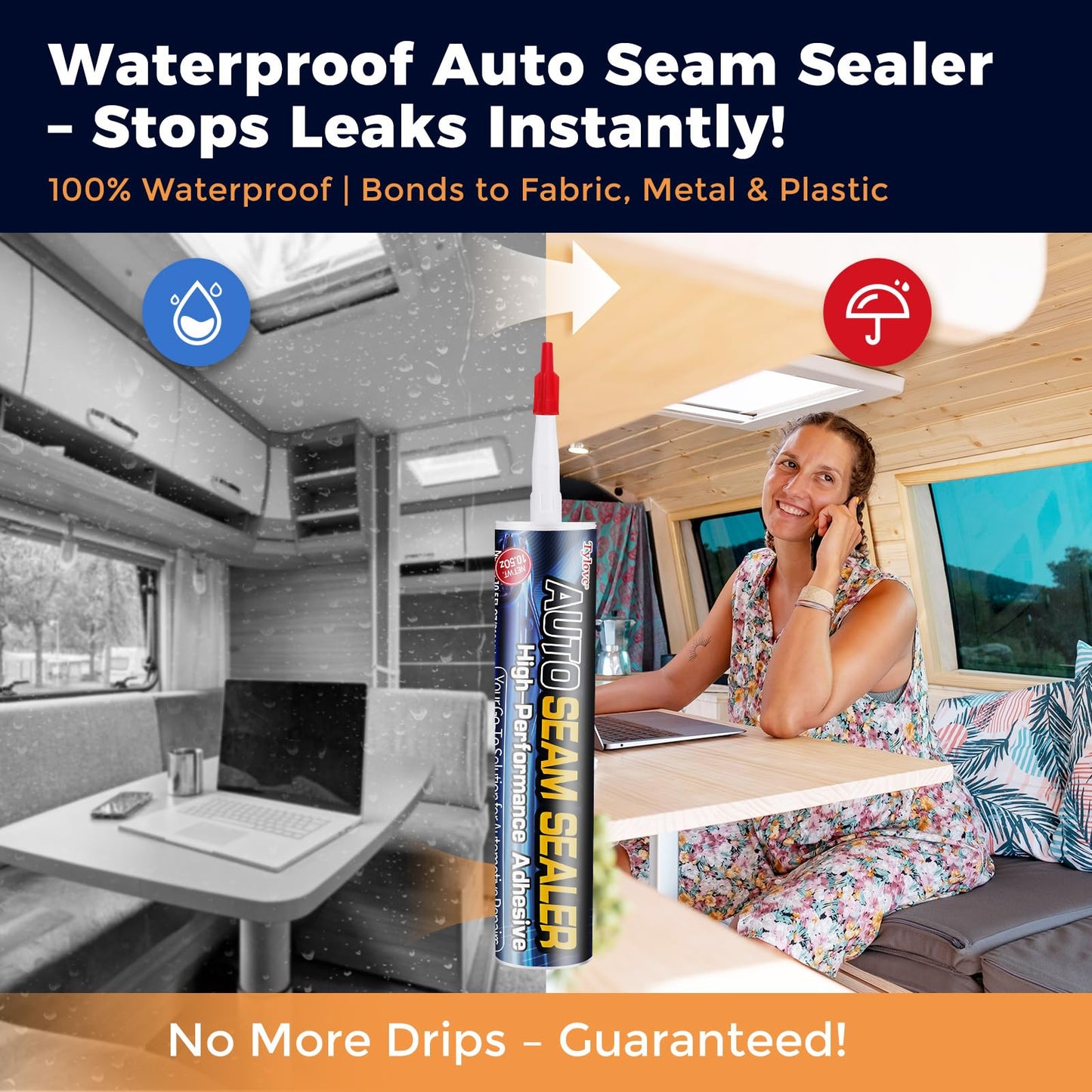 [Black] Seam Sealer Automotive-Professional Grade High Strength Waterproof Automotive Adhesive for Auto Body Repair, Rust & Leak Prevention-Quick Paintable Sealant for Metal, Plastic -10.5Oz Tube