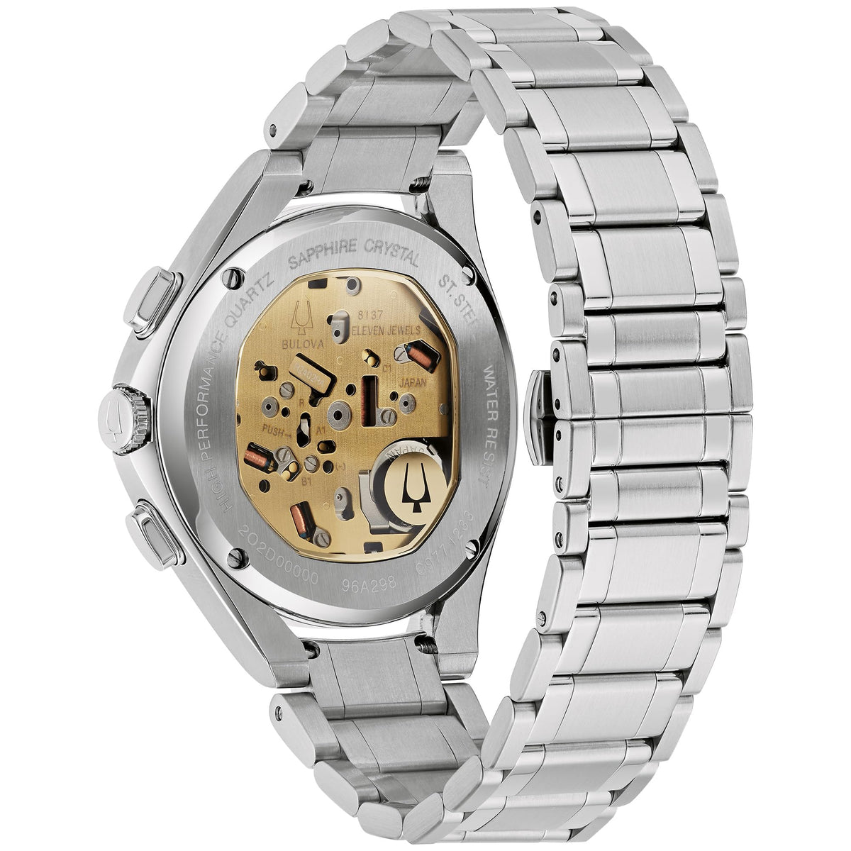 Bulova Curv Grey Dial Stainless Steel Watch | 44mm | 96A298