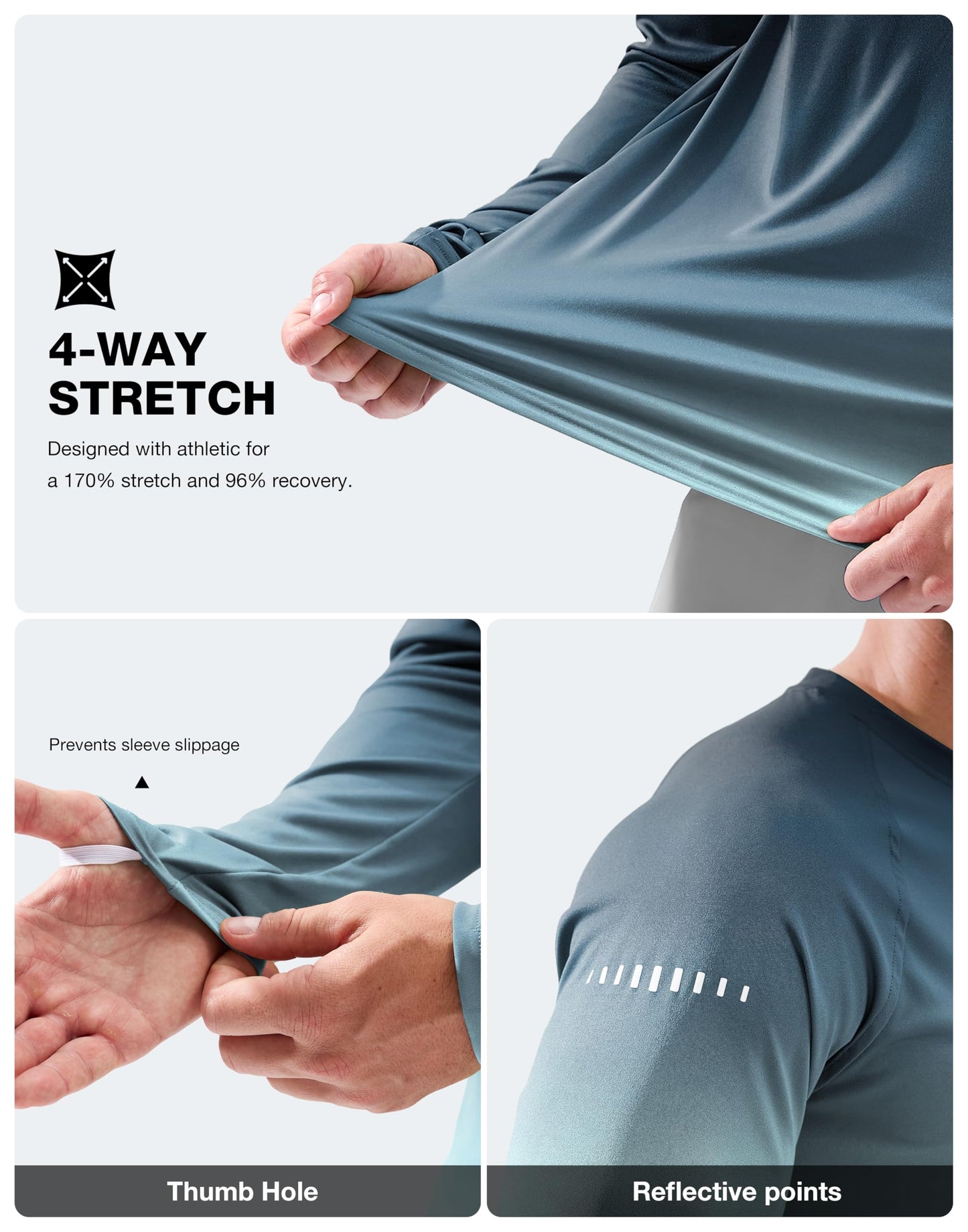 Men's Sun Protection Long Sleeve Shirts UPF 50+ Rash Guard for Men SPF UV Fishing Hiking Running Workout Athletic Shirt