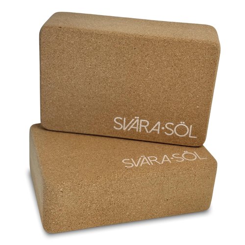 Svära Söl Cork Yoga Blocks 2 Pack | 9x6x3 Inch Natural Cork Block Set | High-Density Yoga Blocks for Stability & Support | Eco-Friendly Yoga Essentials