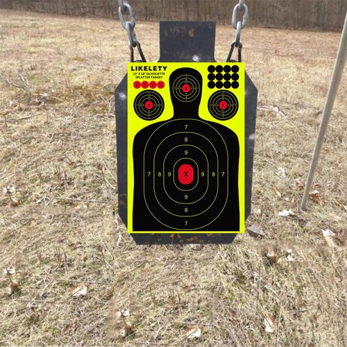 LikeLety 25 Pack 12 x18 Inch Silhouette Splatter Targets, Adhesive Shooting Target Stickers with Yellow Effect for Outdoor Indoor Practice
