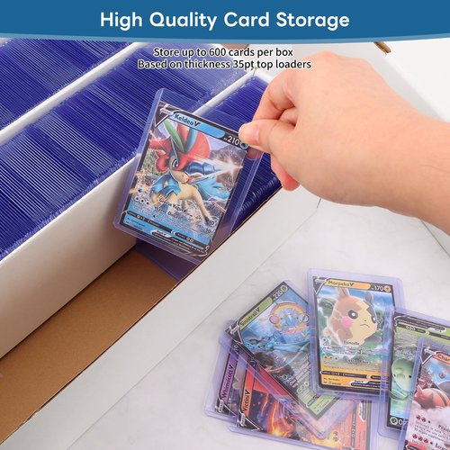 HIMOMO 6 Pack Trading Card Storage Box, 2340 Count White Sports Card Organizer for Storing, Protecting and Organizing Soccer, Basketball Game Cards