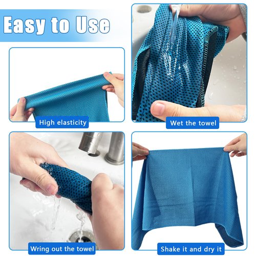 Kuihaazi 10 Pack Cooling Towels,40"x12" Neck Face Cooling Towels,Soft Breathable Chilly Towel for Women,Men,Sport,Yoga,Golf,Gym,Camping,Running,Fitness