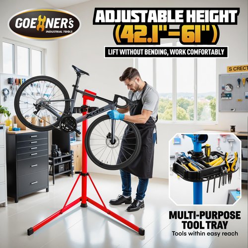 Keoslpy Upgraded Bike Repair Stand Max 176 lbs, Heavy Duty Bicycle Repair Stand, Portable Aluminum E Bike Stand Manintenance Workstand for Any Bike, Heavy E-Bike, Mountain Bike and Road Bike, Red