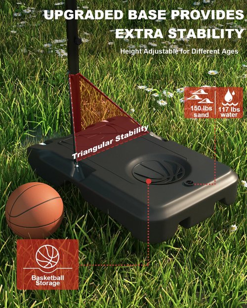 Cofiyard 10FT Basketball Hoop Outdoor System with Extra Sandbag,Height Adjustable Basketball Goal System 44 Inch Shatterproof Backboard for Youth/Teens/Adults Indoor Outdoor (New Black)