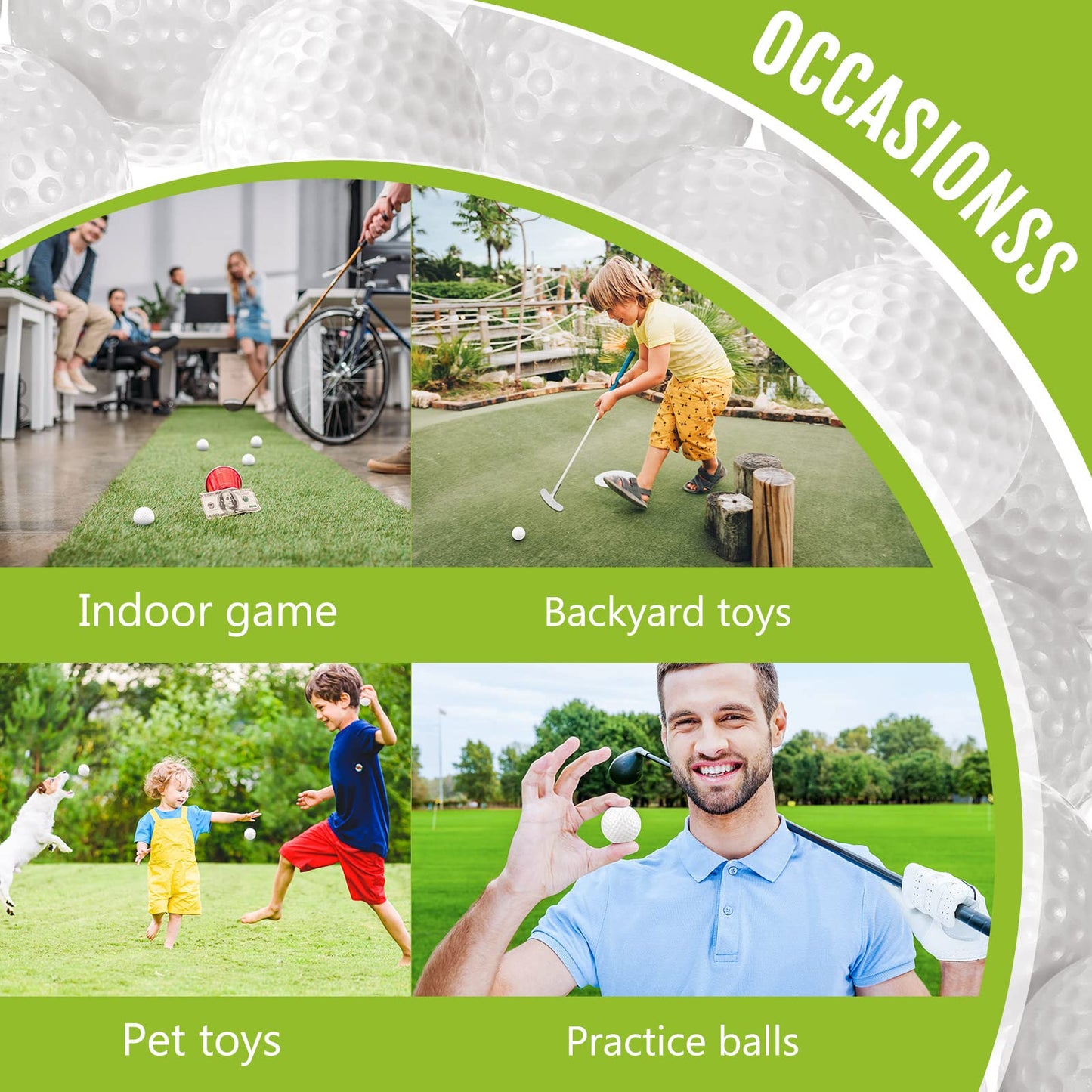 Junkin 80 Pcs Foam Golf Balls Rubber Practice Balls Realistic Feel and Flight Sport Training for Indoor or Outdoor Backyard Golf Training(White)