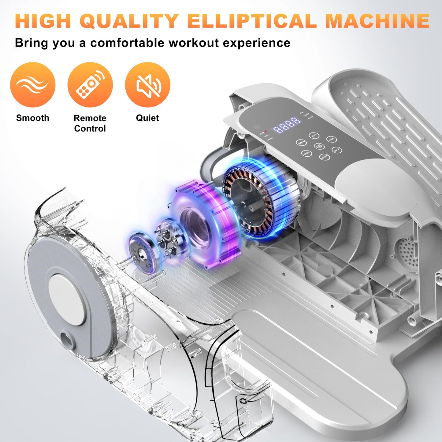 Mini Under Desk Elliptical Electric Leg Exerciser As Seen on TV While Sitting for Seniors with Remote Control & 12 Speeds,Non-Slip Mat Quiet & Portable for Home Office,Gift for Mom Dad