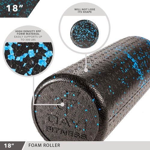 Day 1 Fitness High Density Muscle Foam Rollers - Sports Massage Rollers for Stretching, Physical Therapy, Deep Tissue, Myofascial Release - Ideal for Exercise and Pain Relief - Speckled Blue, 12”