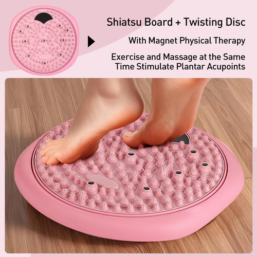 Eueiykw Twist Board for Exercise Waist Slimming Balance Rotating Disc with Massage,Home Gym Equipment for Weight Loss(Pink)