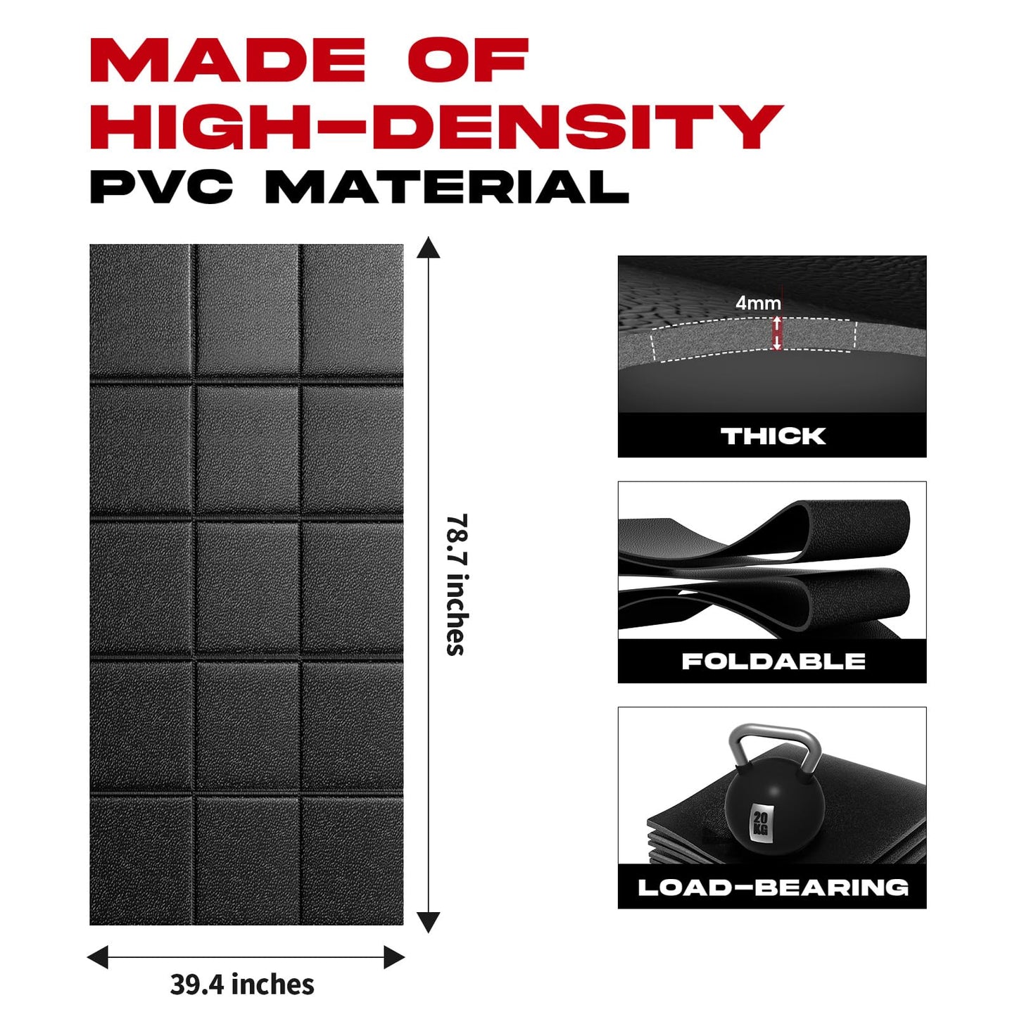 Treadmill Mat – 79" x 39", Non-Slip Walking Pad Mat for Carpet Floors & Hardwood, Shock Absorbing Exercise Mat & Under Treadmill Mat for Floor Protection in Home Gym