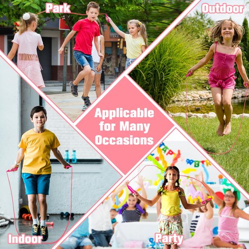 EXTRAPINS 30 PCS Pink Jump Ropes Bulk, Adjustable Plastic Skipping Rope, 7.3 Feet Jump Ropes for Kids, PVC Jumping Rope for Party Favor Birthday Gifts, Indoor Outdoor Activity
