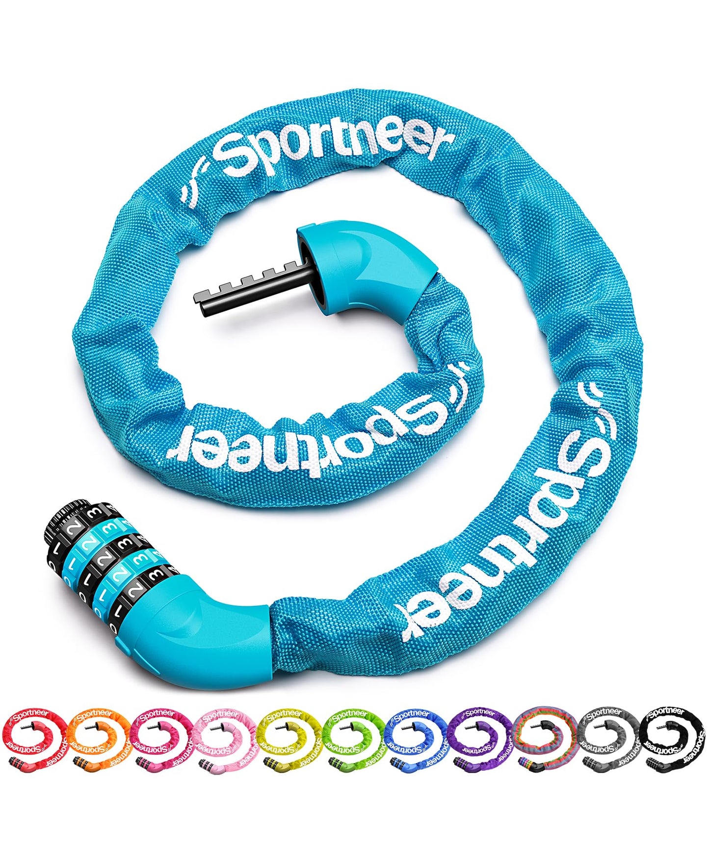 Sportneer Bike Lock - 5 Digit Combination High Security Anti Theft Bike Chain Lock - 3.2ft Heavy Duty Resettable Keyless Bicycle Lock for Bike, Motorcycle, Scooter, Door & Gate - 6mm Thick