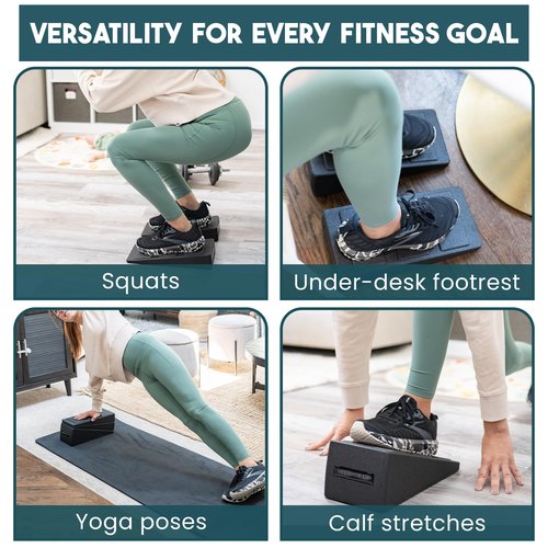 Squat Wedge Block w/Non Slip Strips | Slant Board for Calf Stretching | Yoga Blocks Foam Wedge | Multi-Functional Slant Board for Squats | Elevated Heel Squat Wedges Set | Adjustable Wedges For Squat