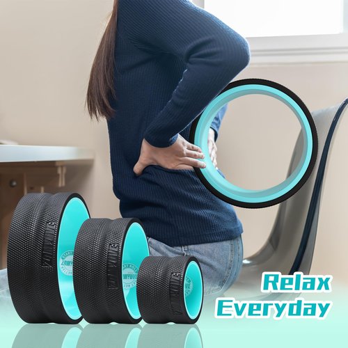 Zomyove 3 Pack Back Roller- Yoga Wheel for Back Pain Reliefn & Stretching, Back Wheel for Deep Tissue Massage, Foam Roller for Physical Therapy & Exercise