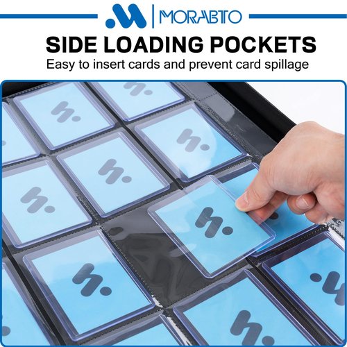 MORABTO Toploader Binder, Holds 640 Top Loaders,16 Pocket Top Loader Binders for 3" x 4" Rigid Cards,Toploader Card Binder for Hard Plastic Top Loaders -Black