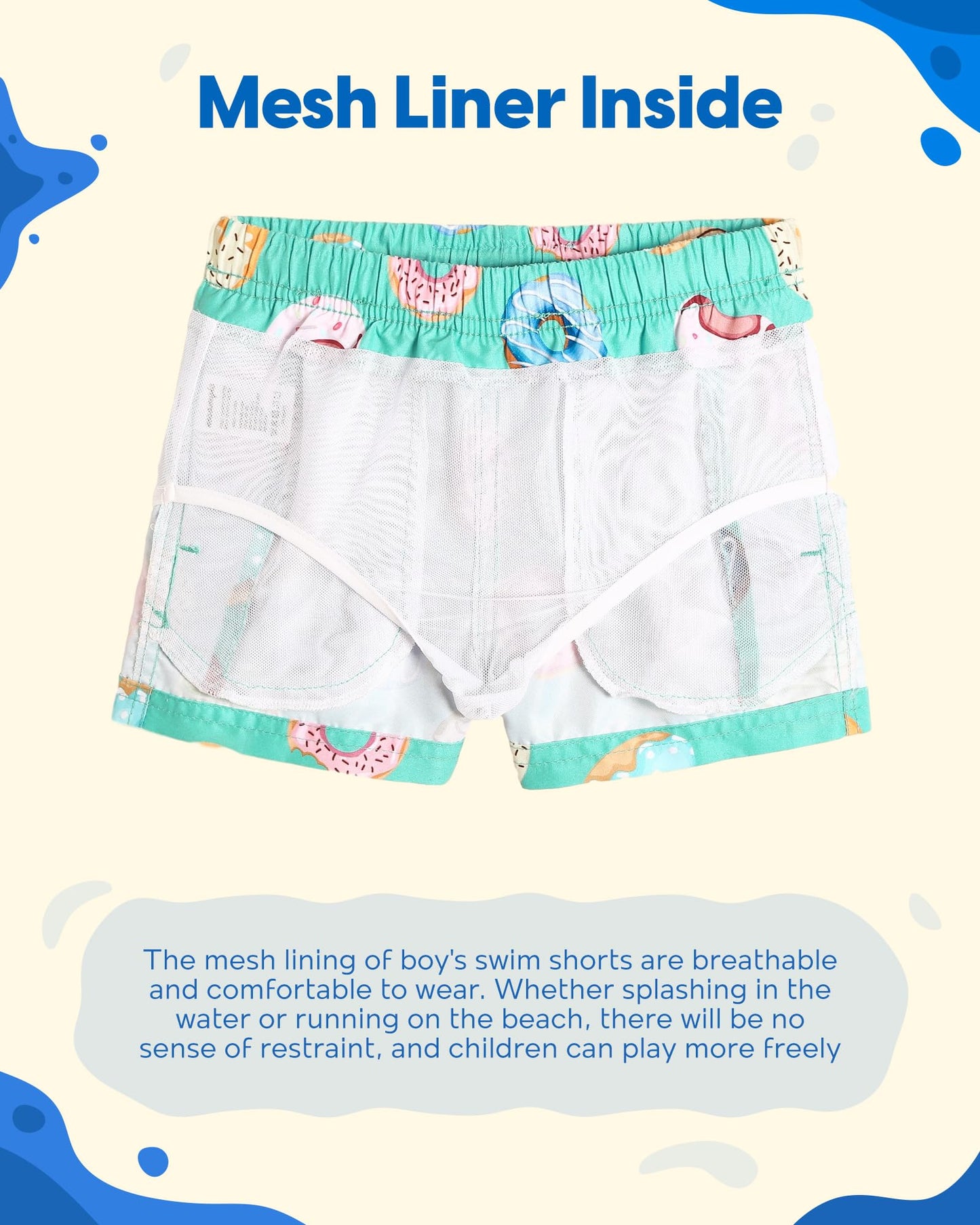maamgic Boys Swim Trunks Toddler Swim Shorts Little Boys Bathing Suit Swimsuit Toddler Boy Swimwear,Doughnut-Green,5 T