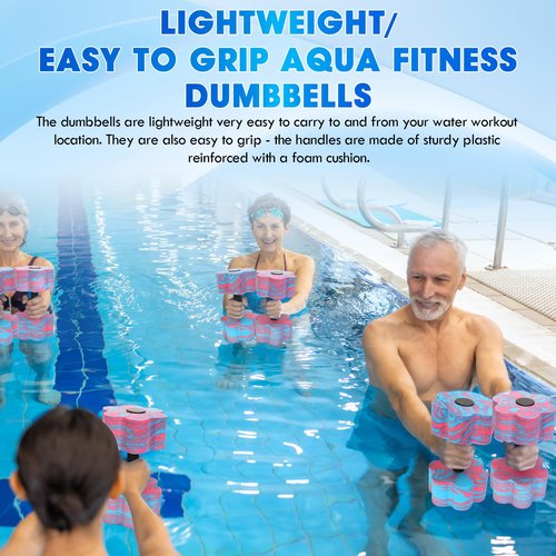 Aquatic Exercise Dumbbells, 2PCS Aqua Fitness Barbells, Flowers High-Density EVA-Foam Water Workouts, Pool Weights Dumbbells Set for Water Exercise, Aerobics Weight Loss, Pool Fitness (Pink+Blue)