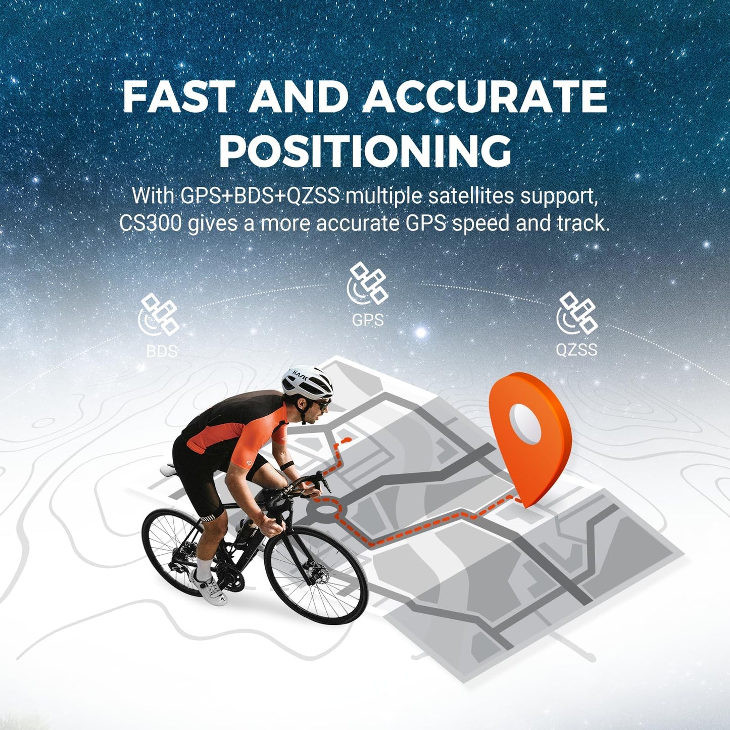 COOSPO CS300 GPS Bike Computer, Wireless Cycling Computer with 2.6 Auto-Backlight LCD Screen, Bluetooth5.0 ANT+ HR/S&C/Power Sensor Compatible, Bicycle GPS Computer for Road/Mountain Bike