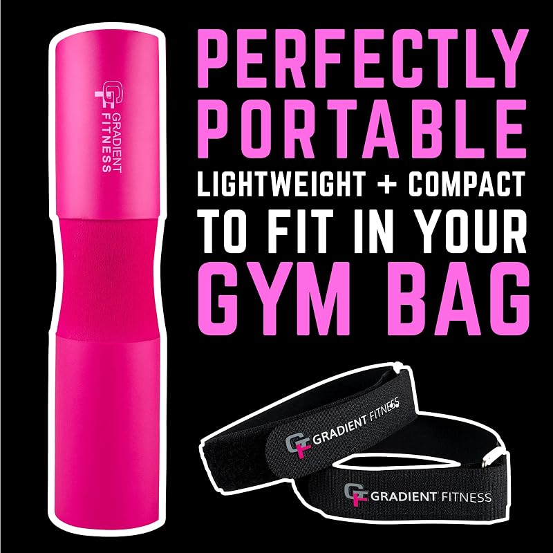 Gradient Fitness Barbell Pad with Pink Straps – Non-Slip Hip Thrust Cushion for Squats & Glutes
