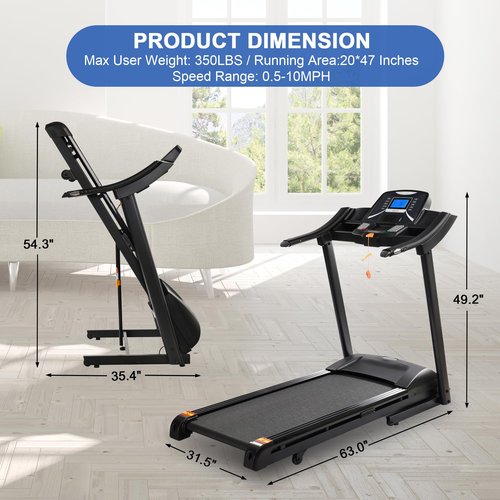 ZRNONAOZ Treadmill with 15% Auto Incline for Home, 20" Wide Running Machine, 4.0HP Folding Electric Treadmill Up to 10 MPH Speed with 25 Programs and Bluetooth Speaker, 350 LBS Capacity