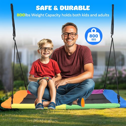 60 Inch Tree Swing for Kids,Heavy Duty Platform Swing with 800lb Weight Capacity for Adults and Children Outdoor